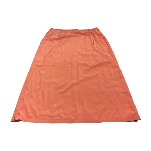 Olsen Long A-Line Skirt Women's 16 Orange 100% Polyester Classic Side Zipper - Picture 3 of 7